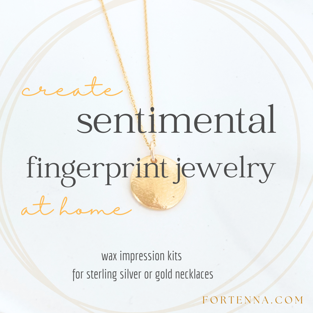 Create your Own Fingerprint Necklace, Personalized Yellow Gold - TWO Pendants, 4 Style Options