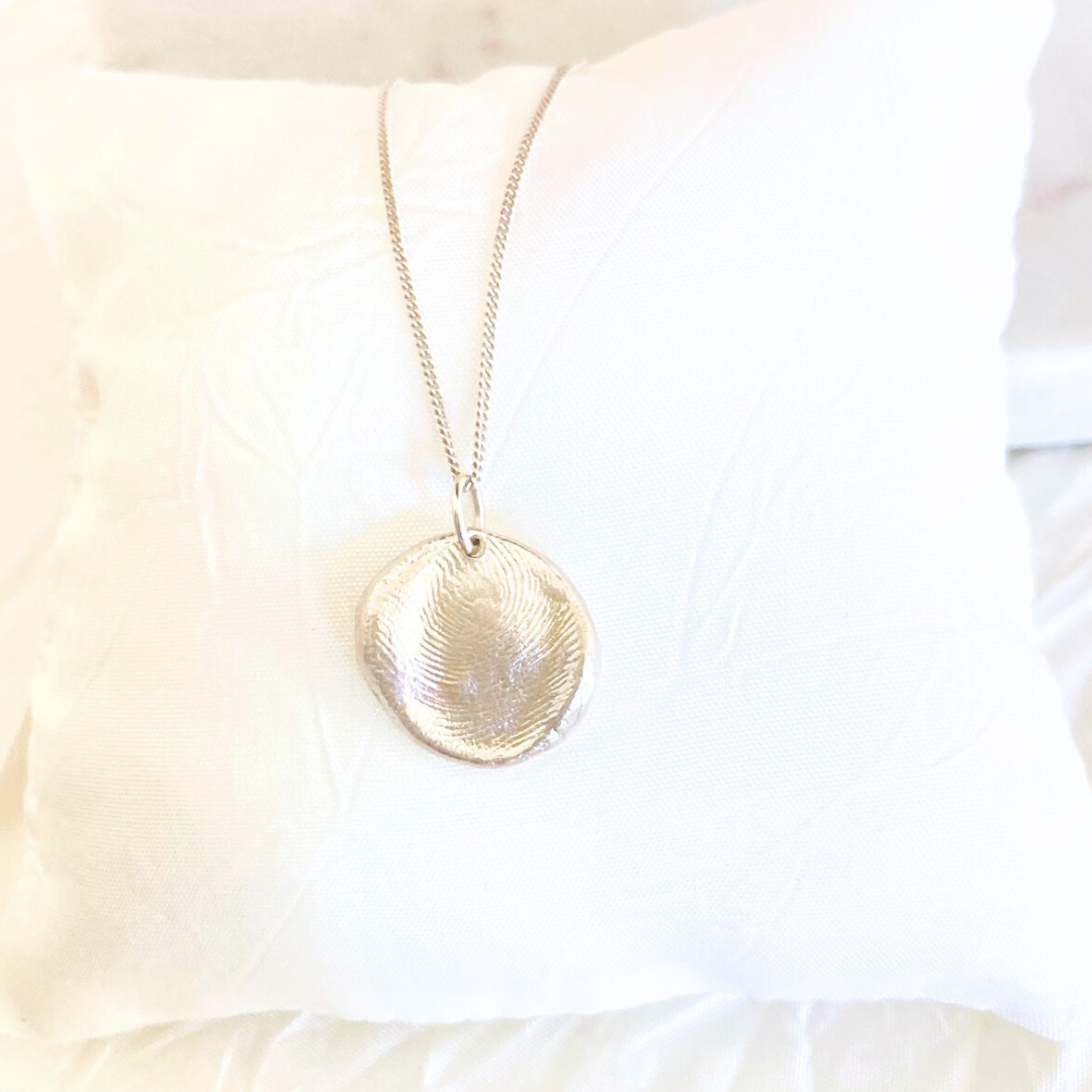 Create your Own Fingerprint Necklace, Personalized Sterling Silver - ONE Pendant, 3 Sizes