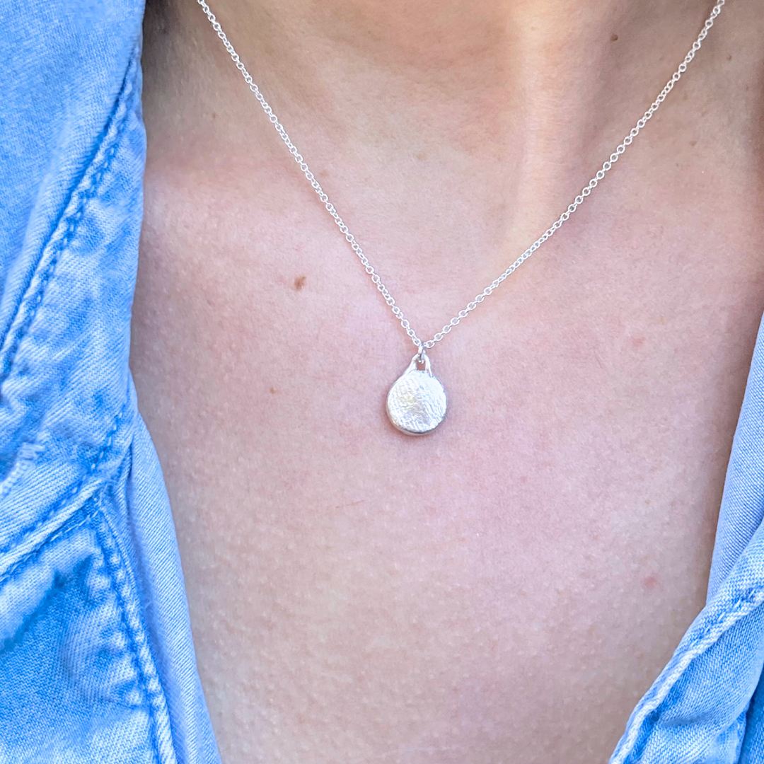 Create your Own Fingerprint Necklace, Personalized Sterling Silver - ONE Pendant, 3 Sizes