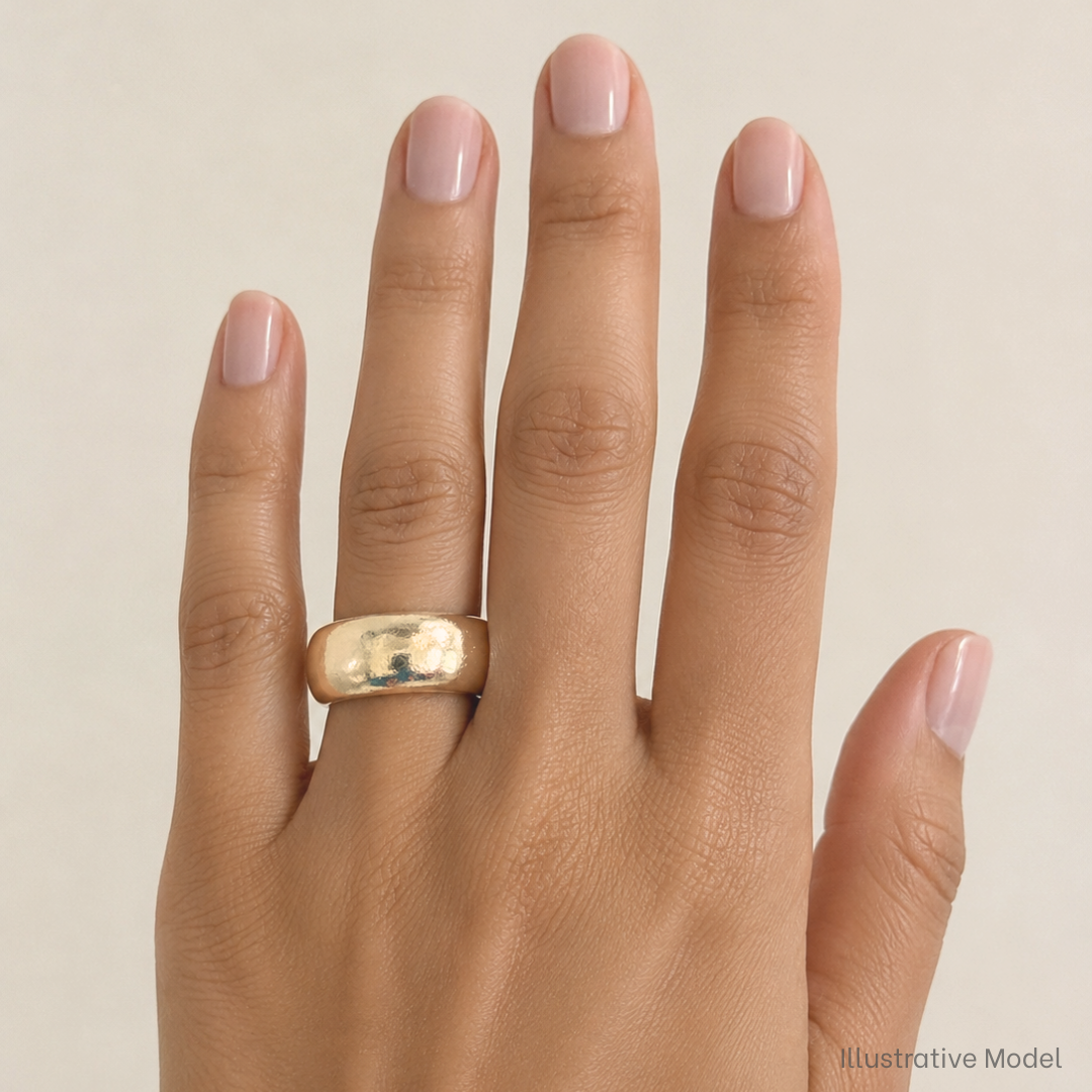 Gold Chunky Dome Band - Wide Statement Ring