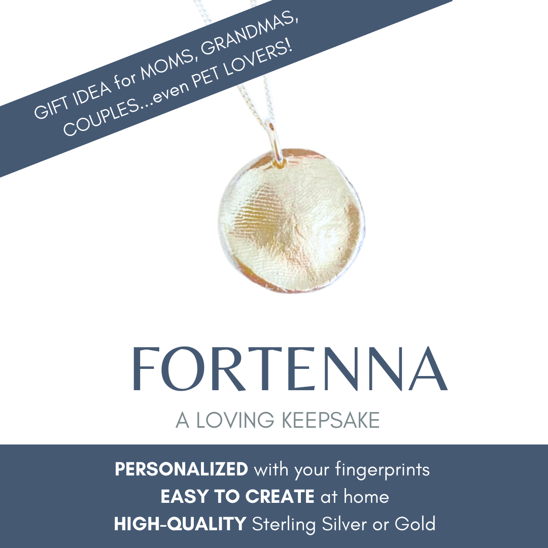 Create your Own Fingerprint Necklace, Personalized Sterling Silver - TWO Pendants, 4 Style Options