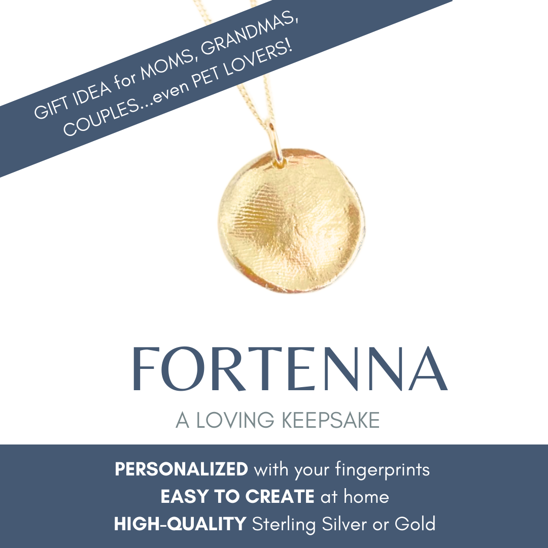 Create your Own Fingerprint Necklace, Personalized Solid 14k Yellow Gold - TWO Pendants