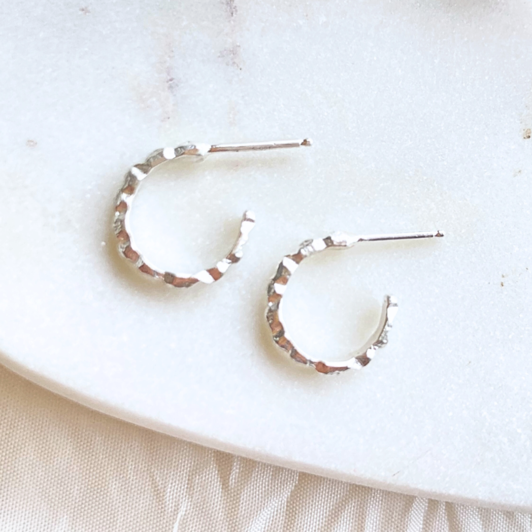Sterling Silver Mini Hoop Post Earrings