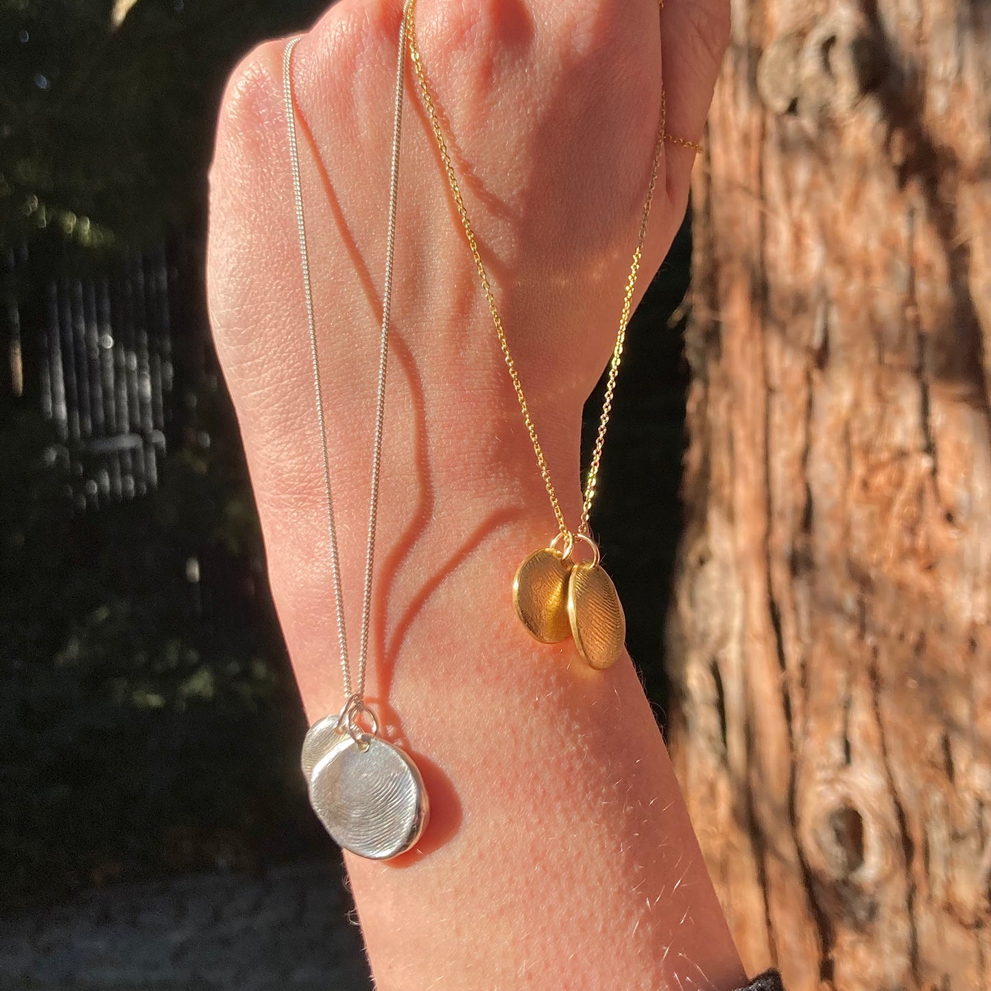 Create your Own Fingerprint Necklace, Personalized Sterling Silver - TWO Pendants, 4 Style Options