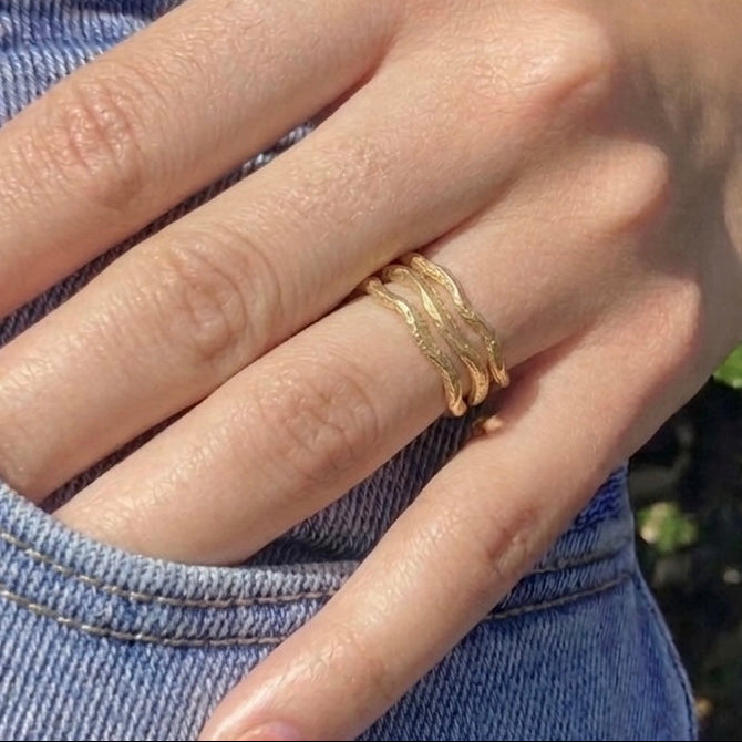 fortenna gold wavy stacking rings