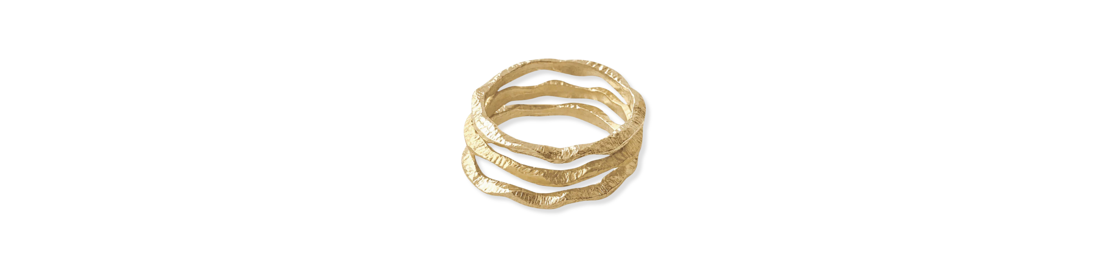 fortenna gold handsculpted wavy stacking rings