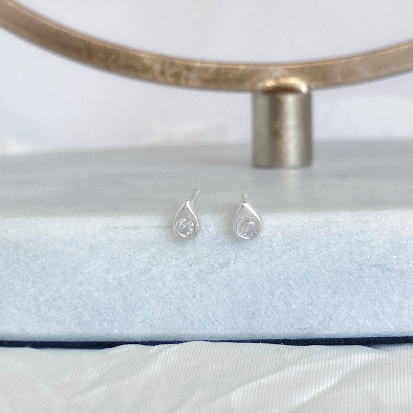 tiny tear drop earrings  |  sterling silver