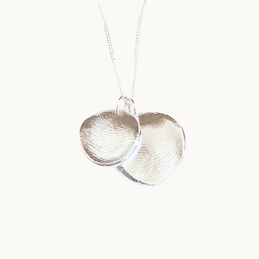 Fingerprint Necklace, Personalized Sterling Silver - TWO Pendants