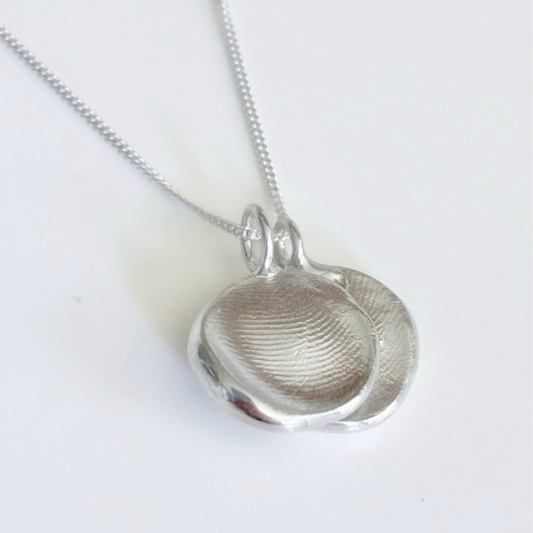 Create Your Own Fingerprint Necklace Kit – Sterling Silver (Double Pendant)