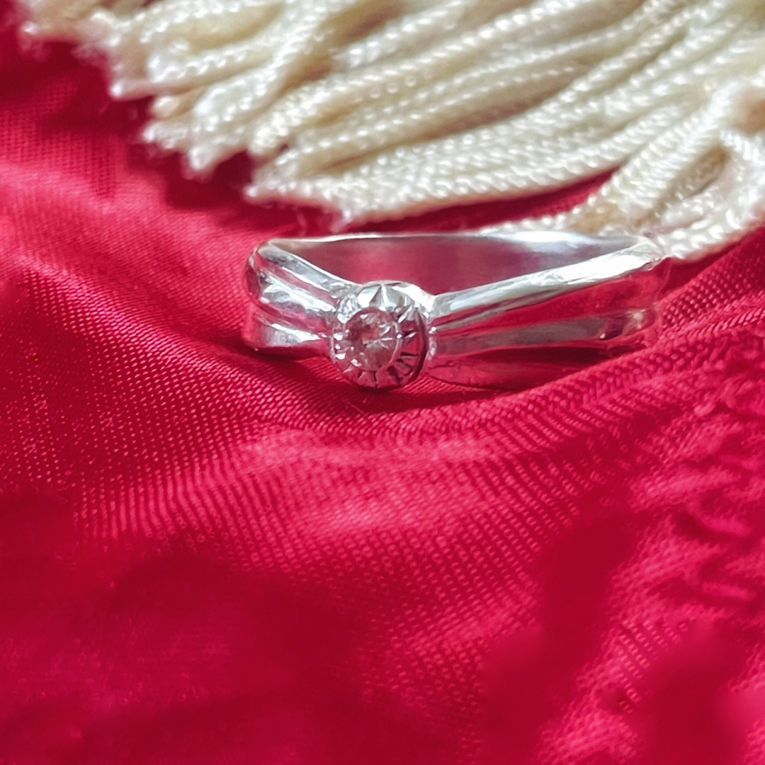 Size 9 White Sapphire Sterling Silver Bandeau Ring