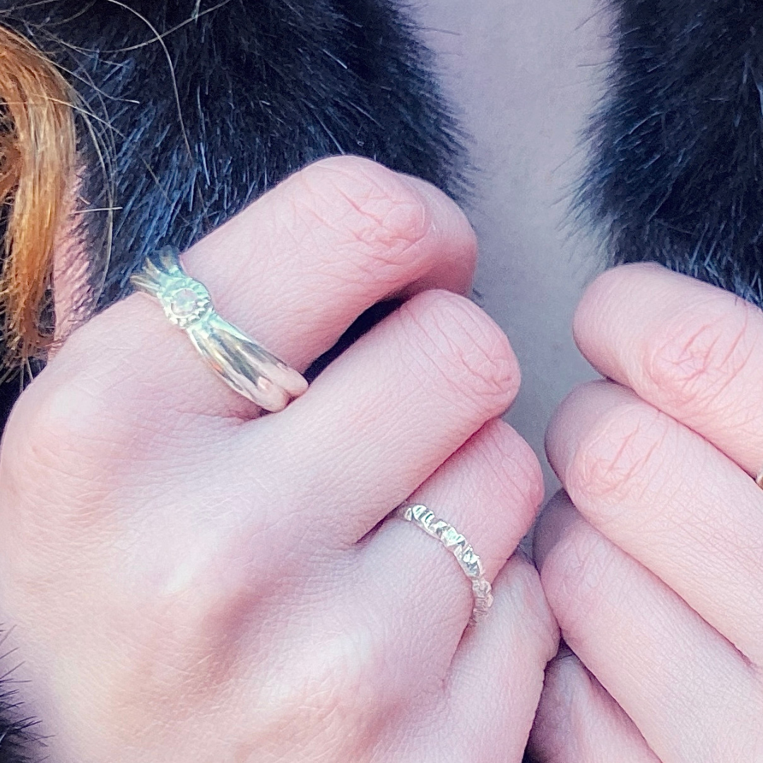 White Sapphire Sterling Silver Bandeau Ring