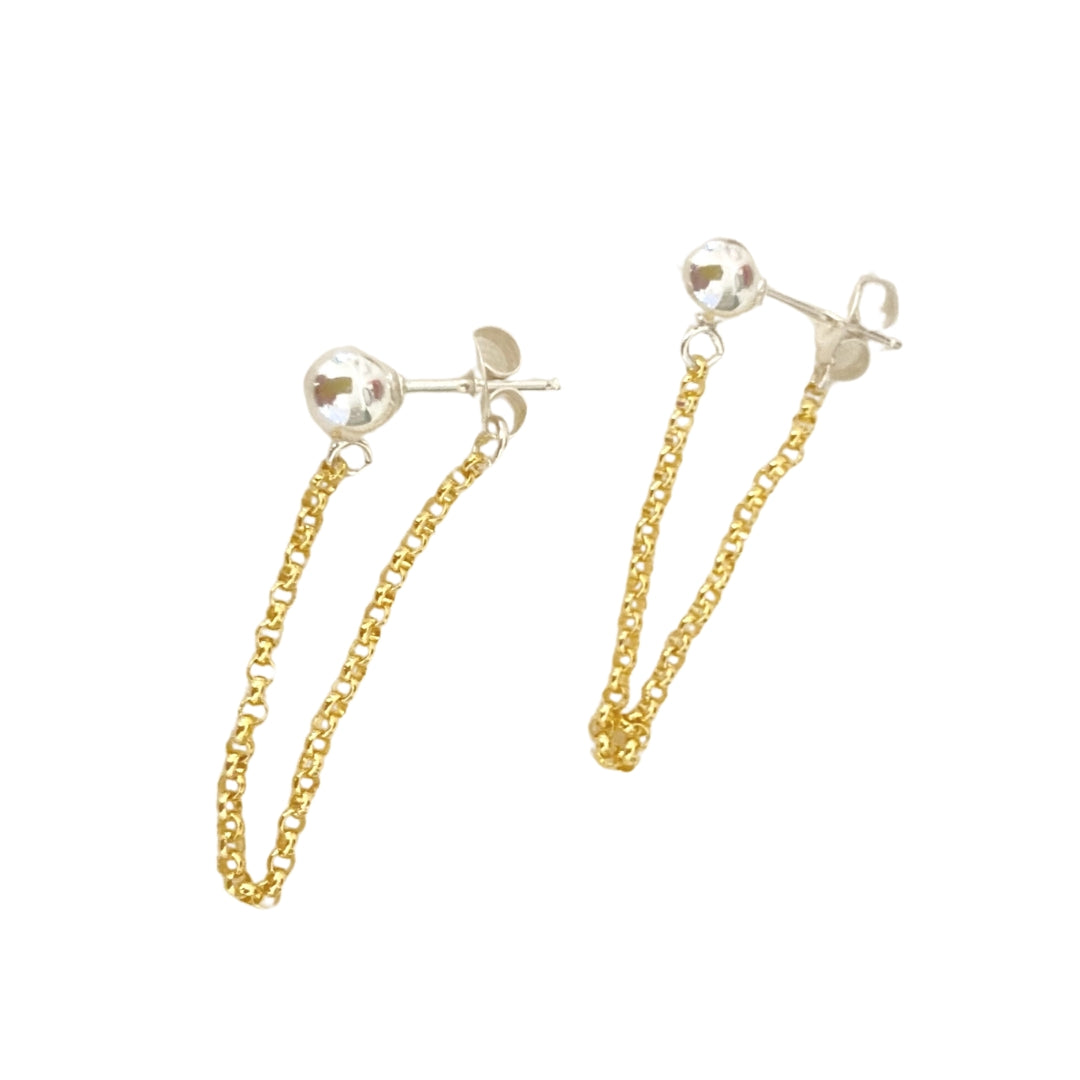 14k Gold-Filled Chain Sterling Silver Post Earrings