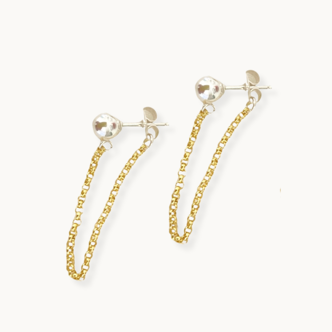 Mixed Metals Chain Post Earrings