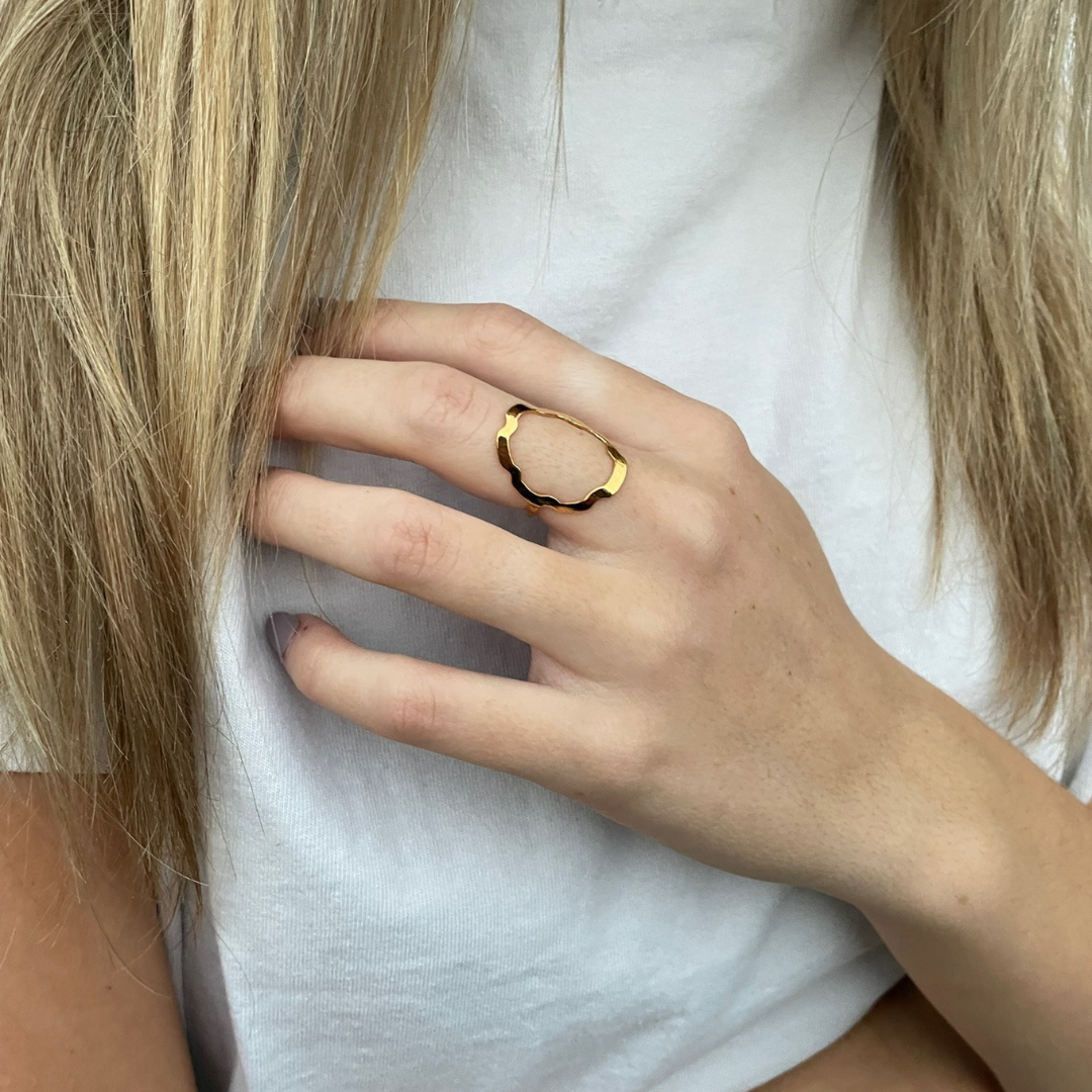 Inspired by the seven broad indentations of a euro coin and the Spanish flower, this sterling silver ring is both delicate and alluring with its fluted edges. It is tumbled for a lightly polished look and fits comfortably on the finger. 