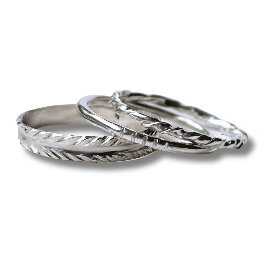 Sterling Silver Triad Ring Set 3-piece