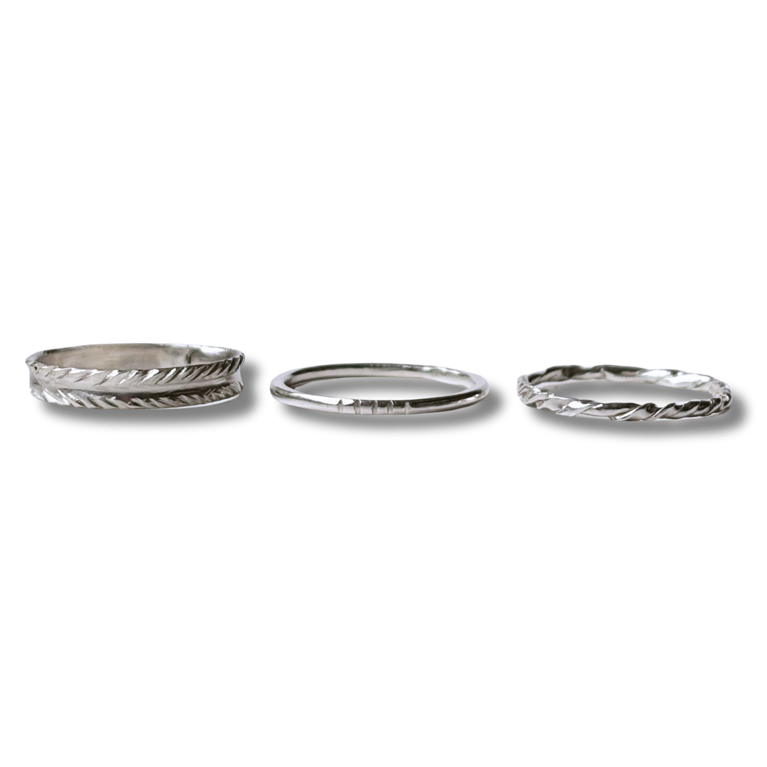 Sterling Silver Triad Ring Set 3-piece