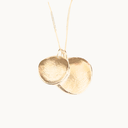 Fingerprint Necklace, Personalized Yellow Gold - TWO Pendants