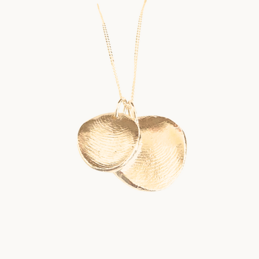Fingerprint Necklace, Personalized Yellow Gold - TWO Pendants