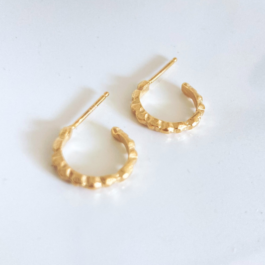 14k Gold Plated Mini Hoop Post Earrings