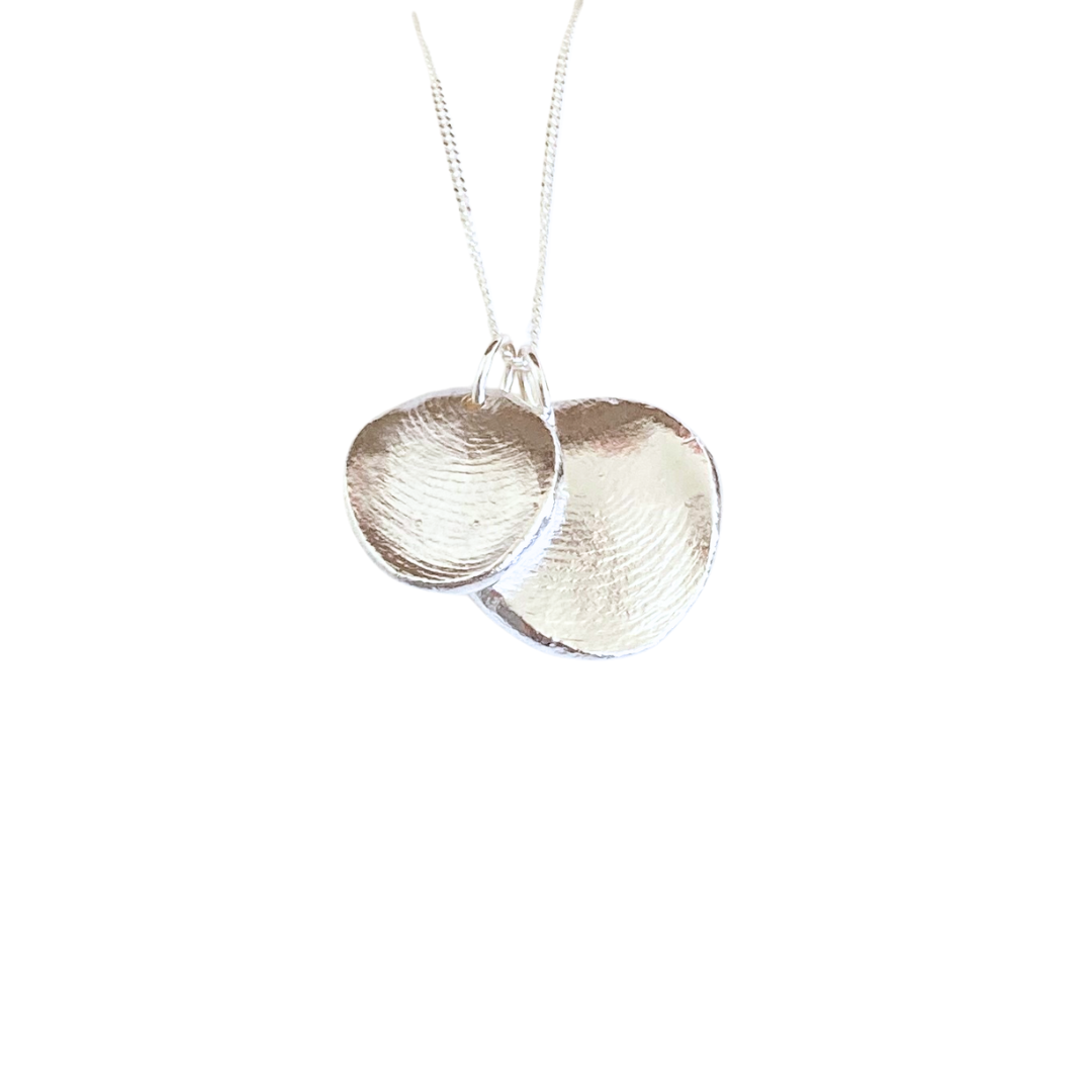 Personalized Sterling Silver Fingerprint Necklace - TWO Pendants