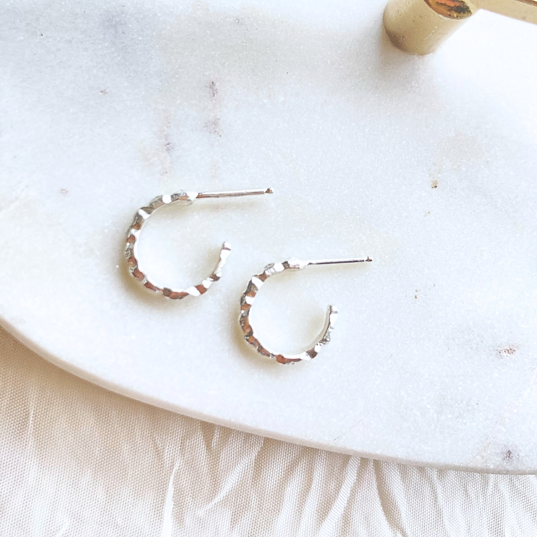 Sterling Silver Mini Hoop Post Earrings