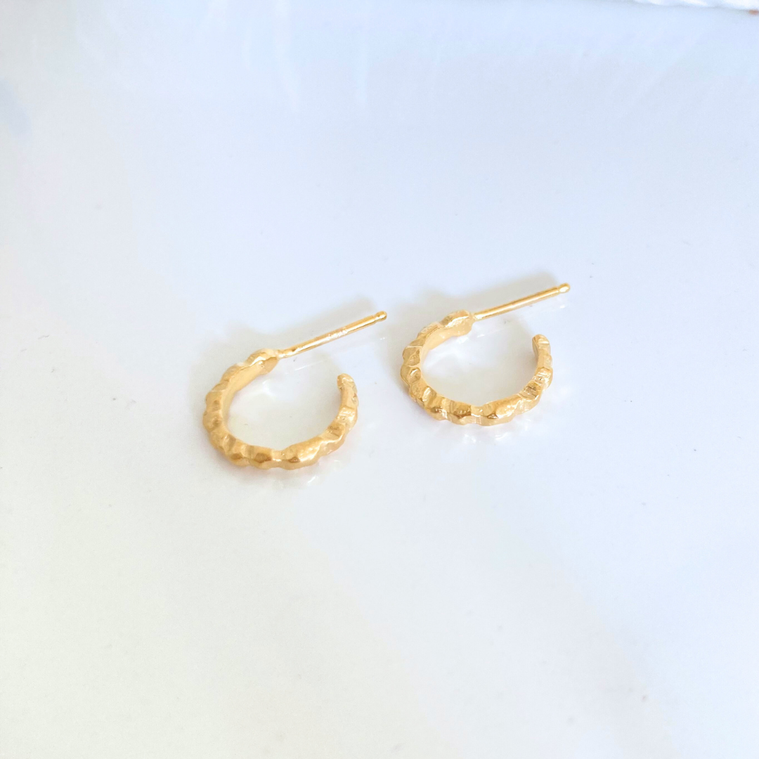 14k Gold Plated Mini Hoop Post Earrings