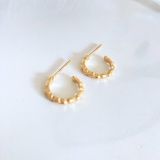 14k Gold Plated Mini Hoop Post Earrings