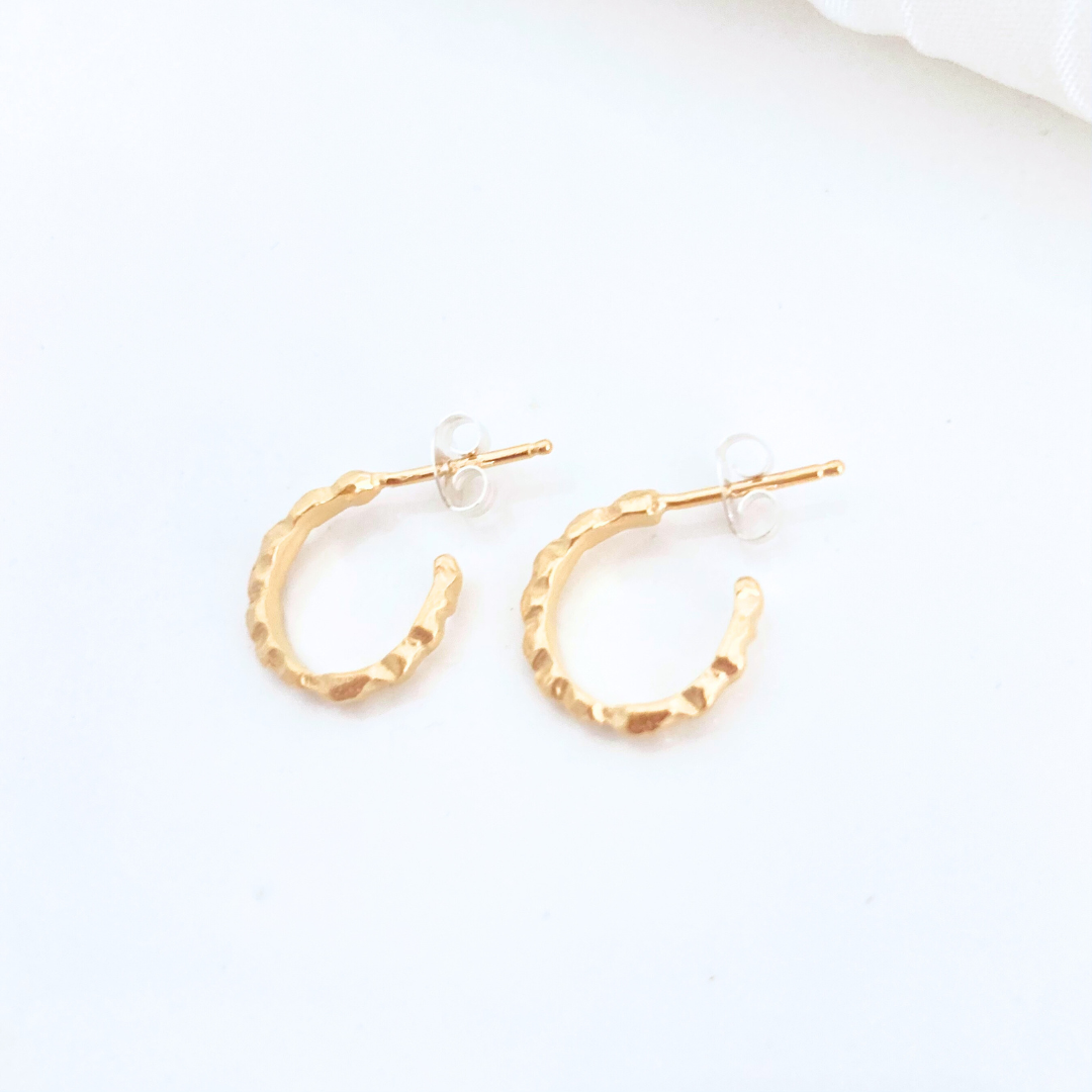 14k Gold Plated Mini Hoop Post Earrings