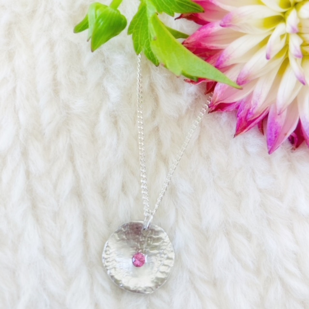 Pink Sapphire Sterling Silver Mina Necklace Adjustable Chain