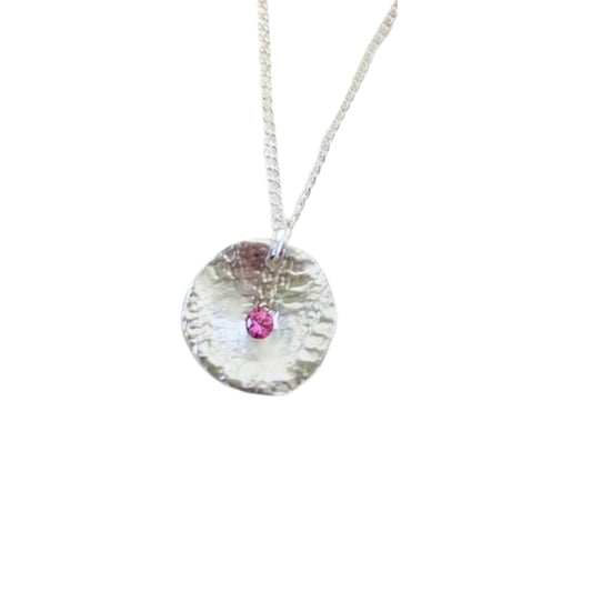 Pink Sapphire Sterling Silver Mina Necklace Adjustable Chain