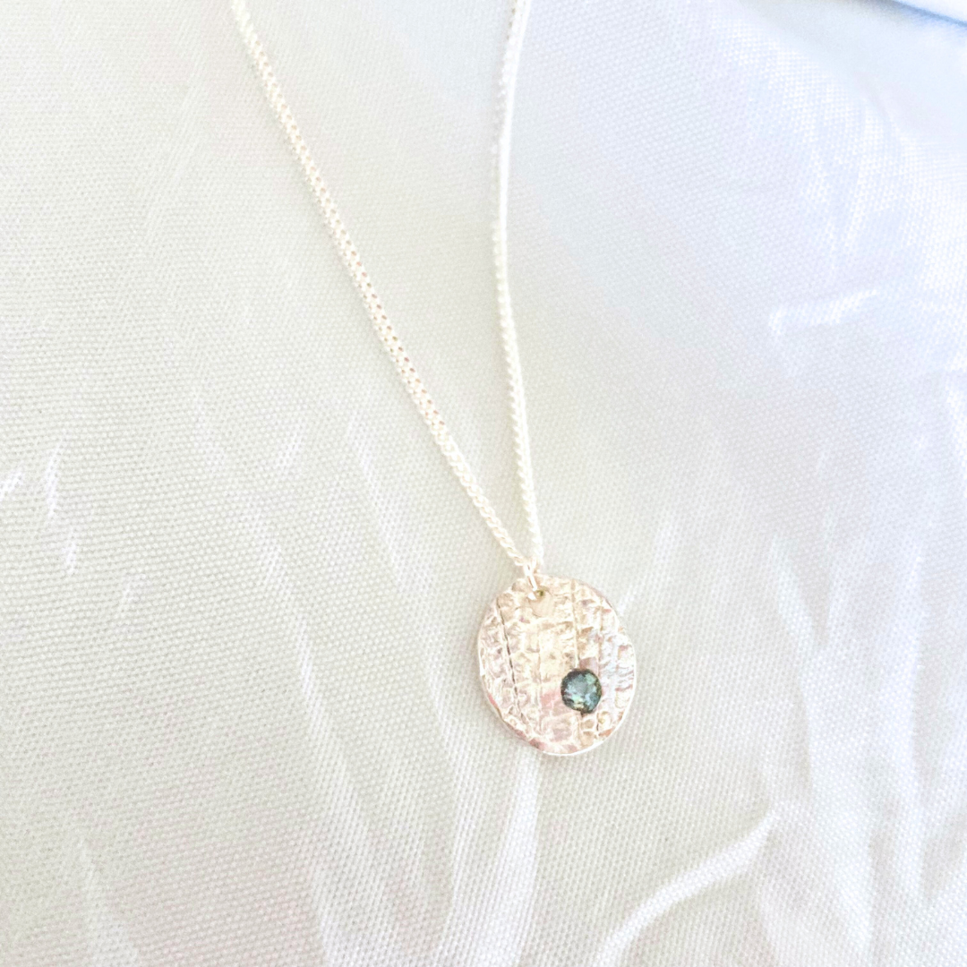 Teal Sapphire Sterling Silver Mina Necklace Adjustable Chain