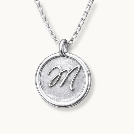 Sterling Silver Initial Medallion Necklace