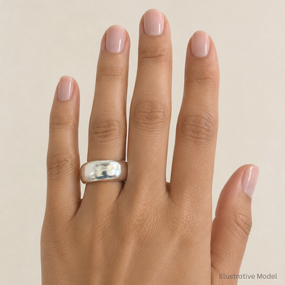 Sterling Silver Chunky Dome Band - Wide Statement Ring