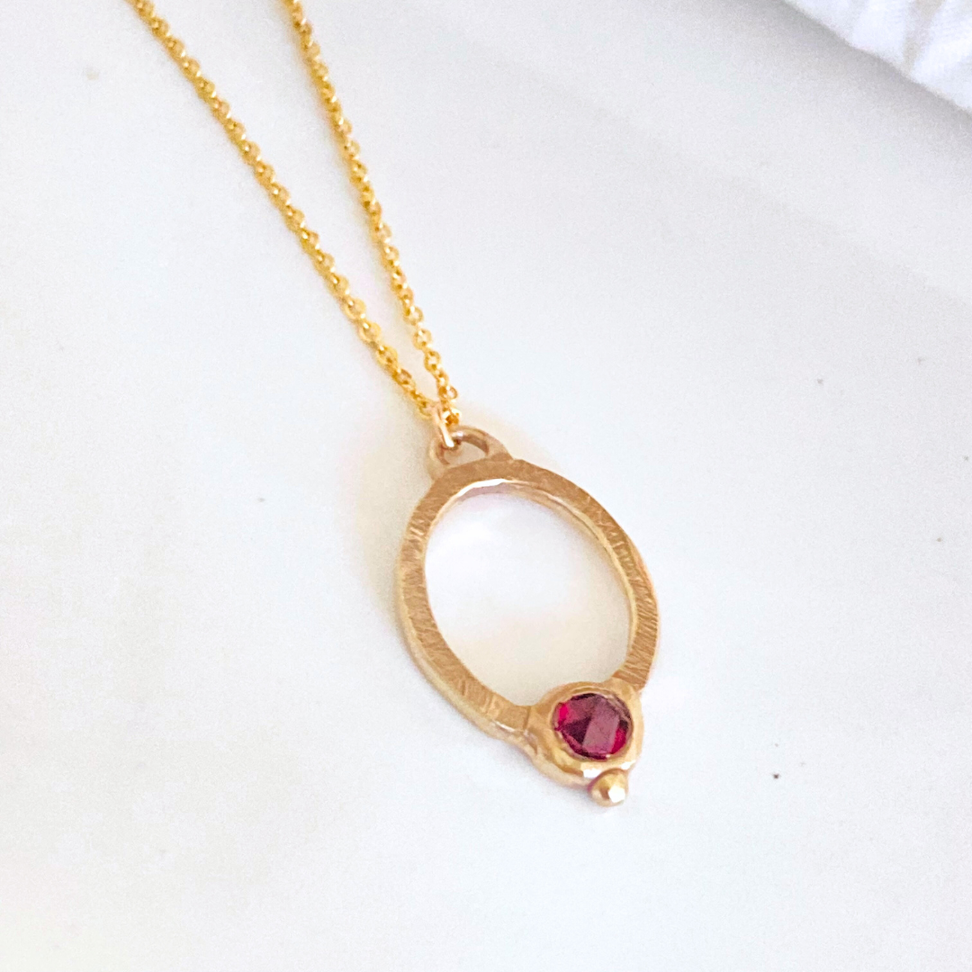 10k Gold Ruby Necklace 18-inch