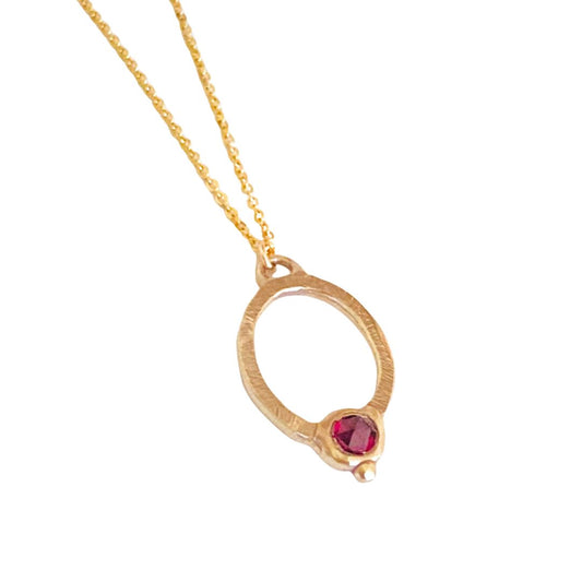 10k Gold Ruby Necklace 18-inch