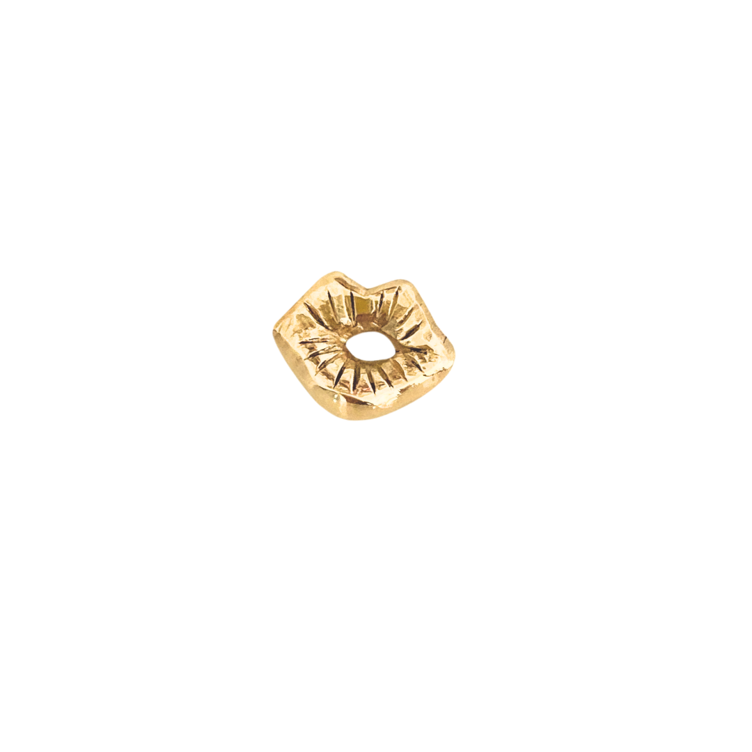 14k Gold Tiny Lips Single Stud Post Earring