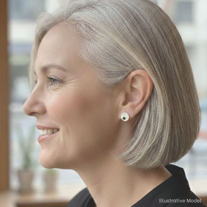 Sterling Silver & Black Spinel Orbit Disc Earrings