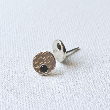 Sterling Silver & Black Spinel Orbit Disc Earrings