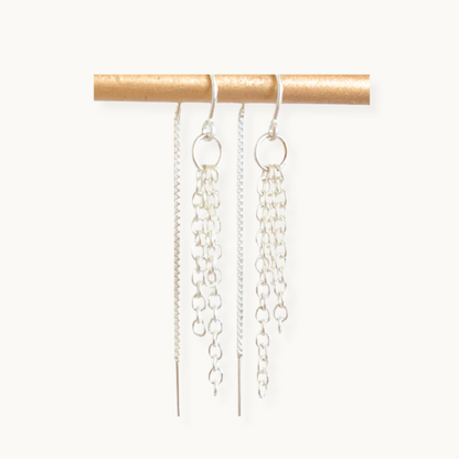 Sterling Silver Sunray Ear Threader Earrings