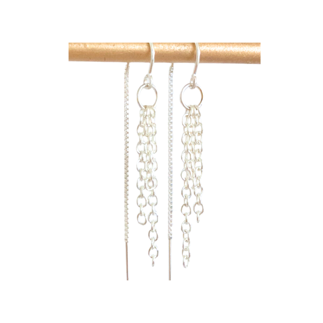 Sterling Silver Sunray Ear Threader Earrings