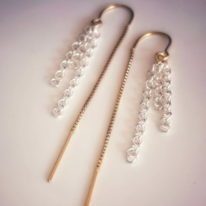 Mixed Metals Sunray Ear Threader Earrings