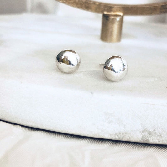 Sterling Silver Dome Studs – Tapered Button Earrings