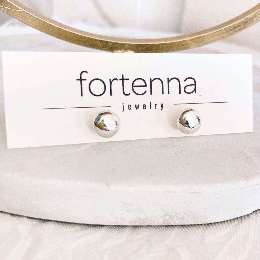 Sterling Silver Dome Studs – Tapered Button Earrings