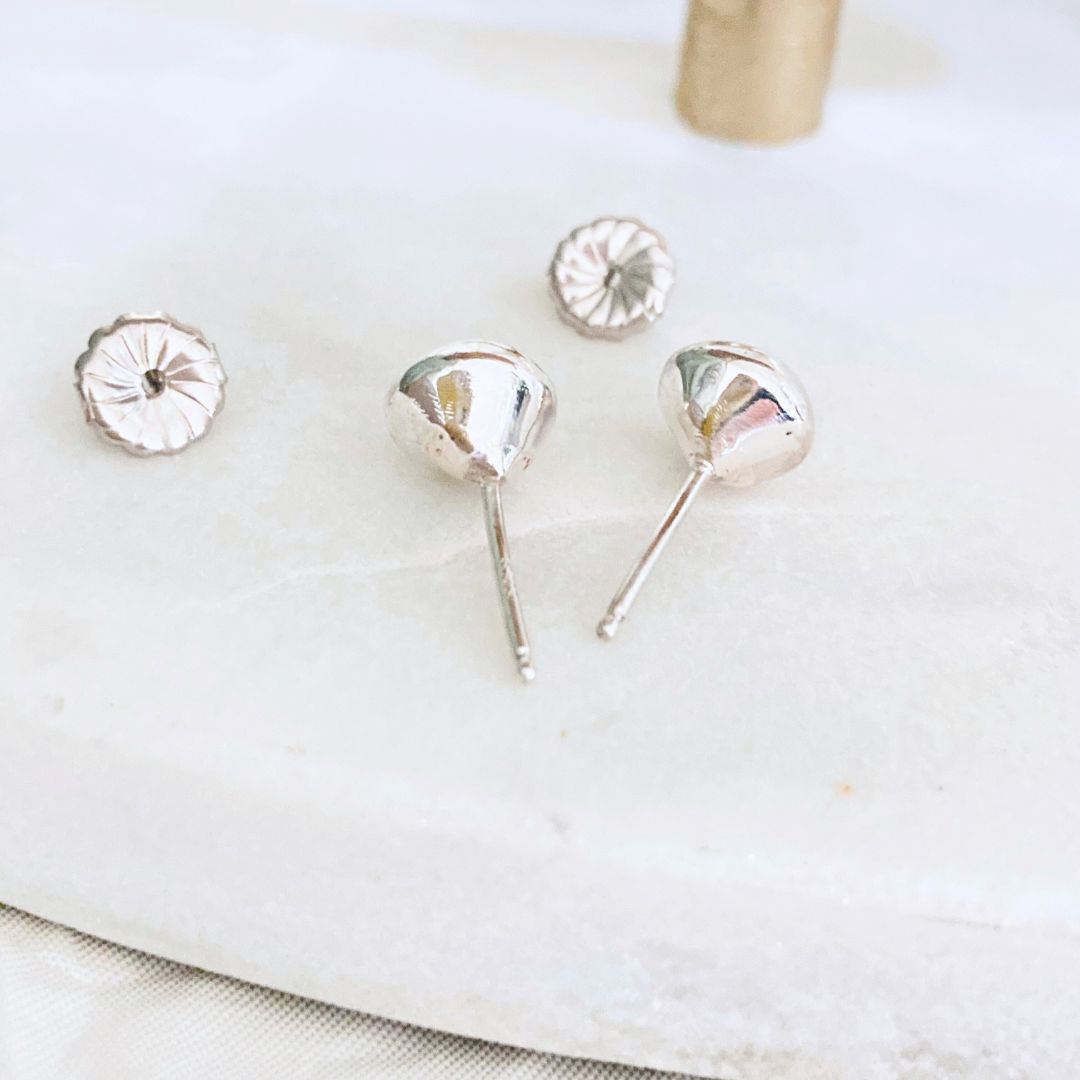 Sterling Silver Dome Studs – Tapered Button Earrings